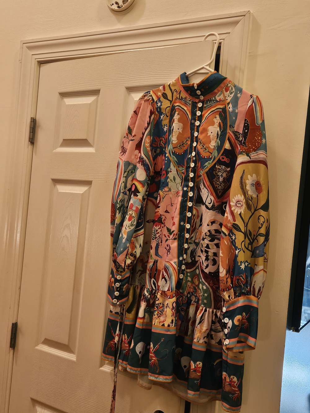 Multicolor Printed Long-Sleeve Button Front Dress Jacket